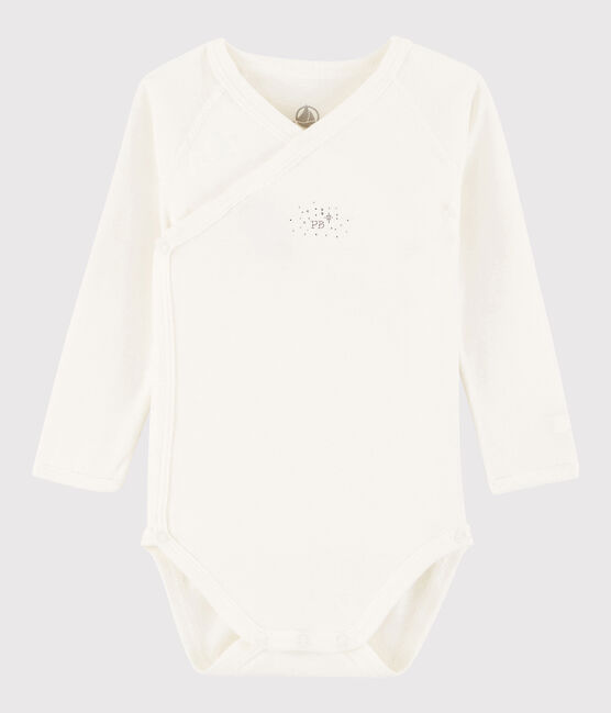 Body croisé manches longues bébé fille-garçon blanc MARSHMALLOW