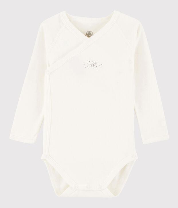 Body crois&eacute; manches longues b&eacute;b&eacute; fille-gar&ccedil;on blanc