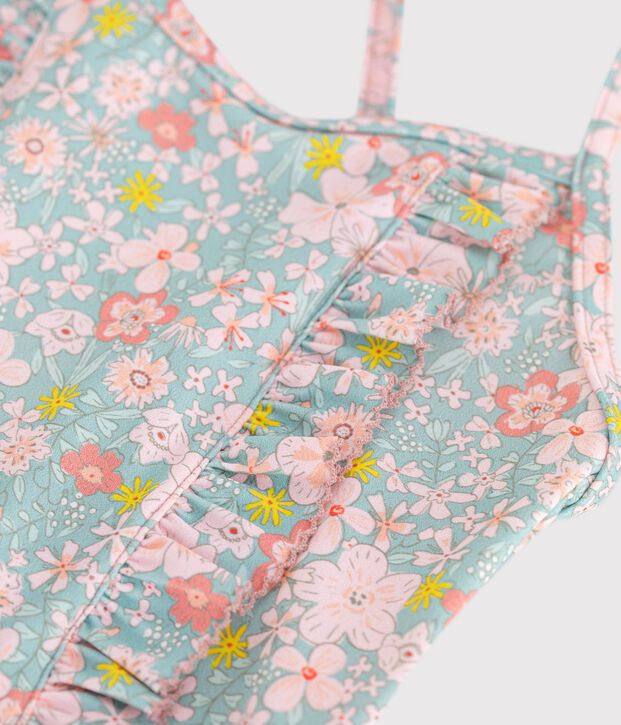 Maillot de bain une pi&egrave;ce enfant fleuri bleu/multicouleur
