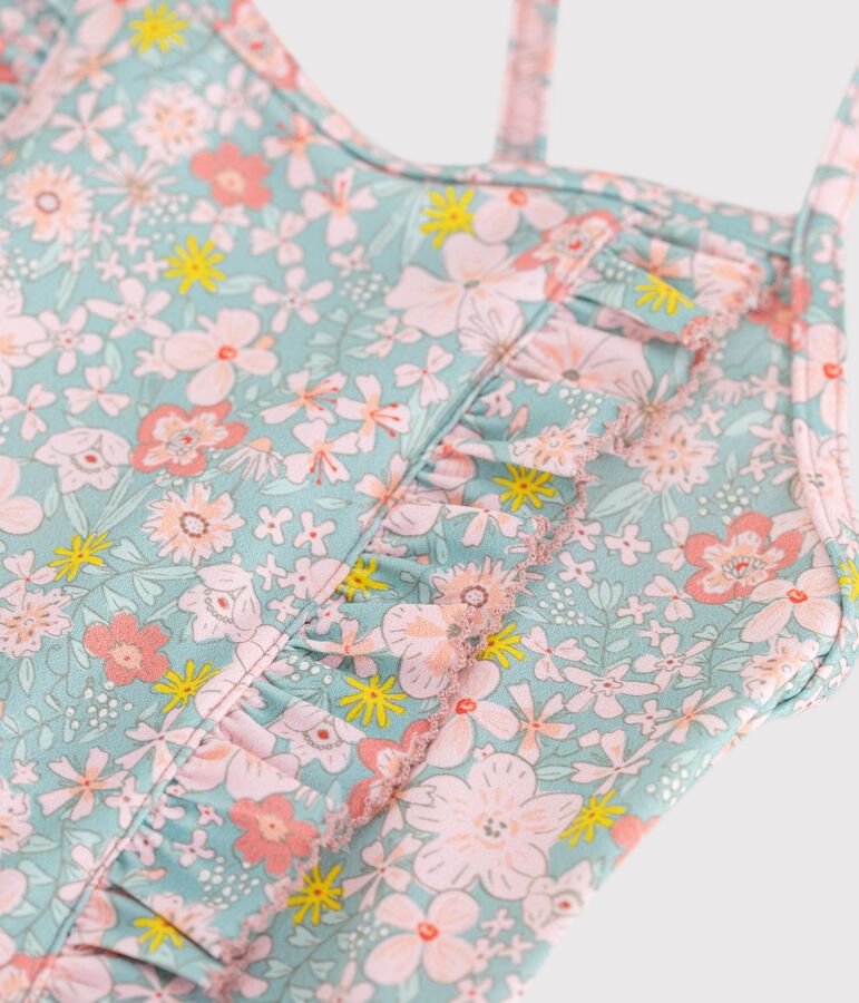 Maillot de bain une pi&egrave;ce enfant fleuri bleu/multicouleur