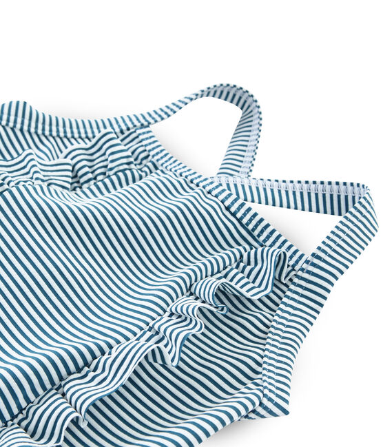 Maillot de bain 1 pièce enfant fille vert PINEDE/blanc MARSHMALLOW