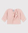 Cardigan bébé tricot point mousse en coton rose SALINE