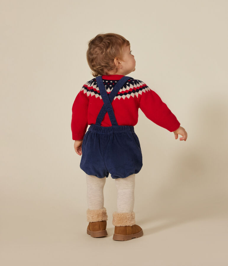 Short &agrave; bretelle en velours b&eacute;b&eacute; bleu CREPUSCULE