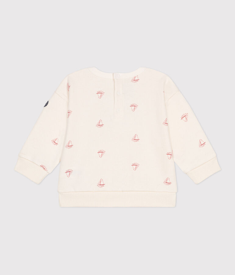 Sweatshirt b&eacute;b&eacute; en coton imprim&eacute; bateau vintage &eacute;cru/rouge