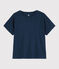T-shirt en coton/lin uni Femme bleu MEDIEVAL