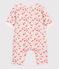 Combinaison longue fleurie bébé en tubique matelassé en coton biologique blanc MARSHMALLOW/blanc MULTICO