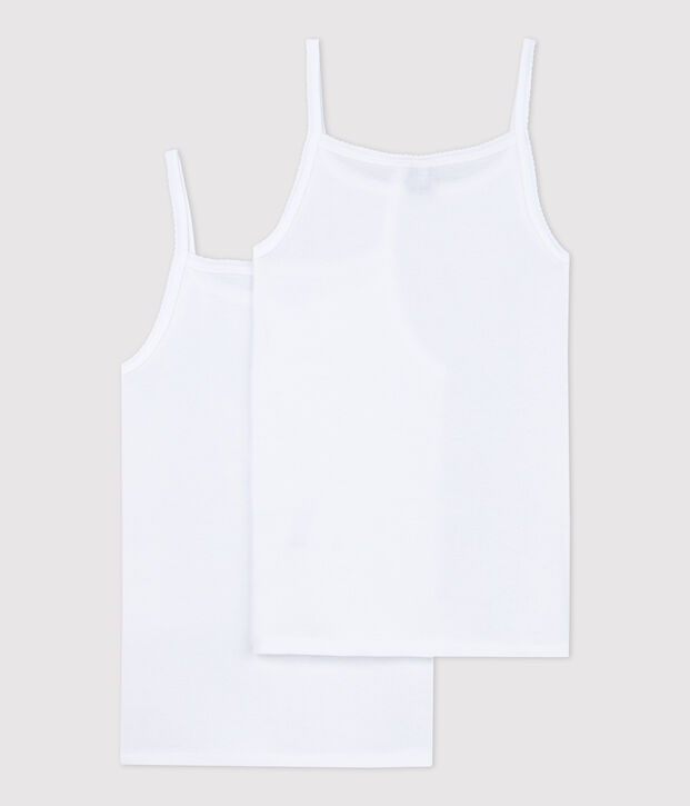 Lot de 2  chemises &agrave; bretelles blanches fille multicouleur