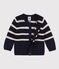 Cardigan bébé en tricot de coton rayé bleu SMOKING/ AVALANCHE