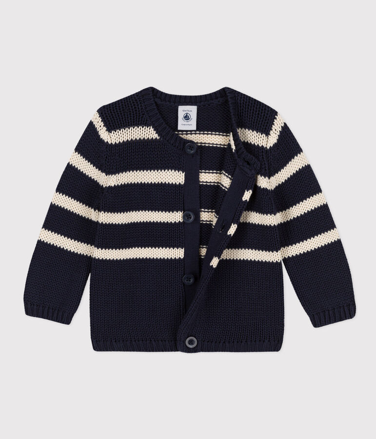Cardigan b&eacute;b&eacute; en tricot de coton ray&eacute; bleu SMOKING/ AVALANCHE