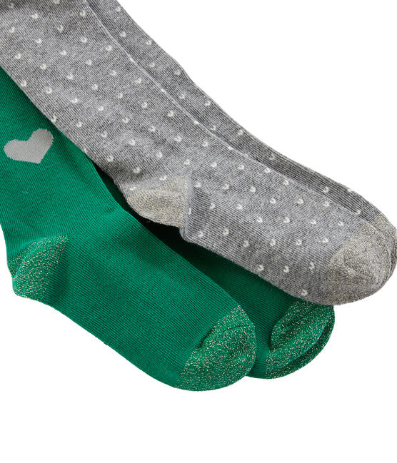 Lot de 2 collants enfant fille gris SUBWAY/vert ECOLOGY