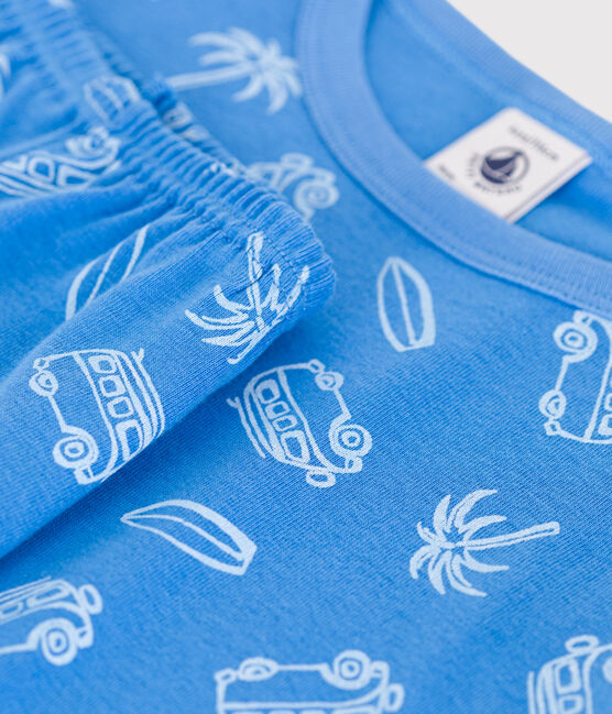 Pyjama short très ajusté enfant en coton imprimé vans bleu BRASIER/gris MARSHMALLOW