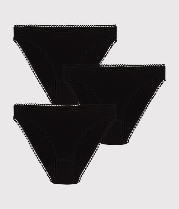 Lot de 3 culottes unies en coton et &eacute;lasthanne femme multicouleur