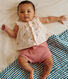 Ensemble naissance deux pièces en coton avec blouse volanté