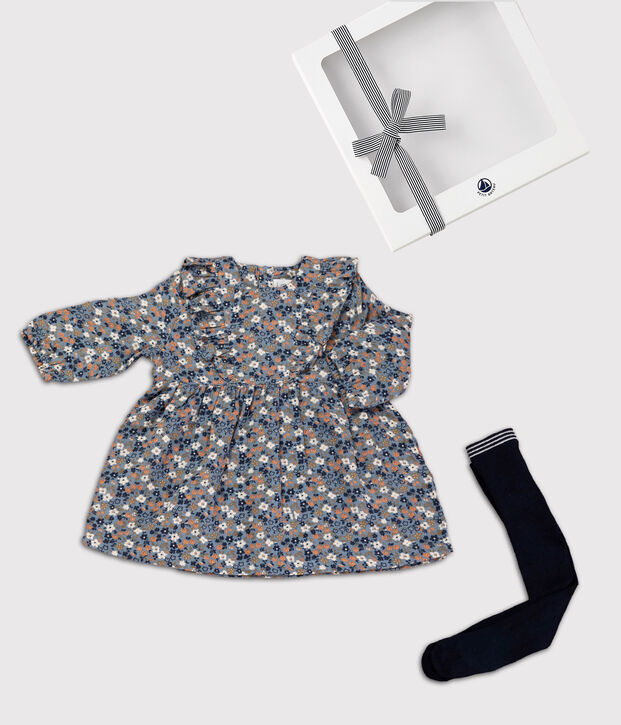Coffret cadeau b&eacute;b&eacute; robe et collants multicouleur
