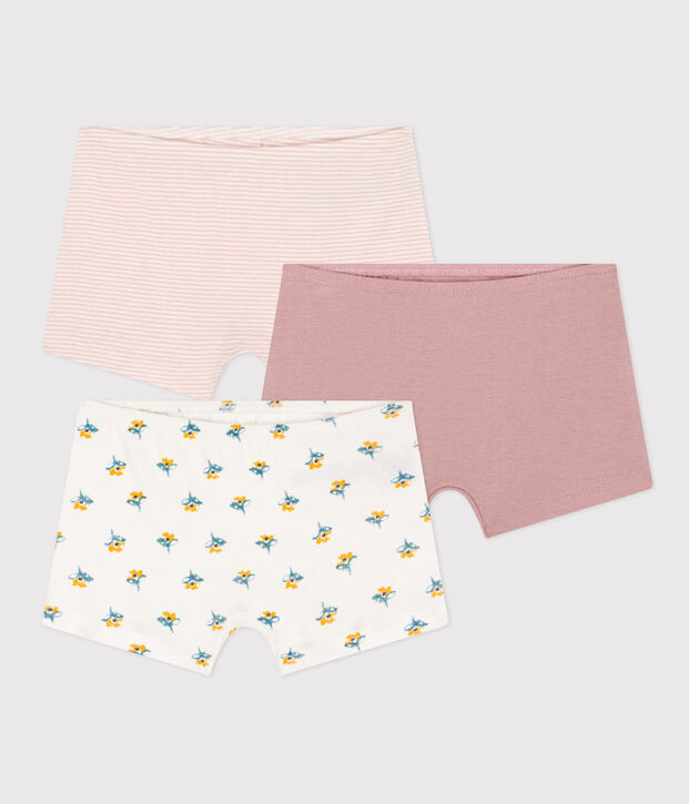 Lot de 3 shorties fleur en coton petite fille multicouleur