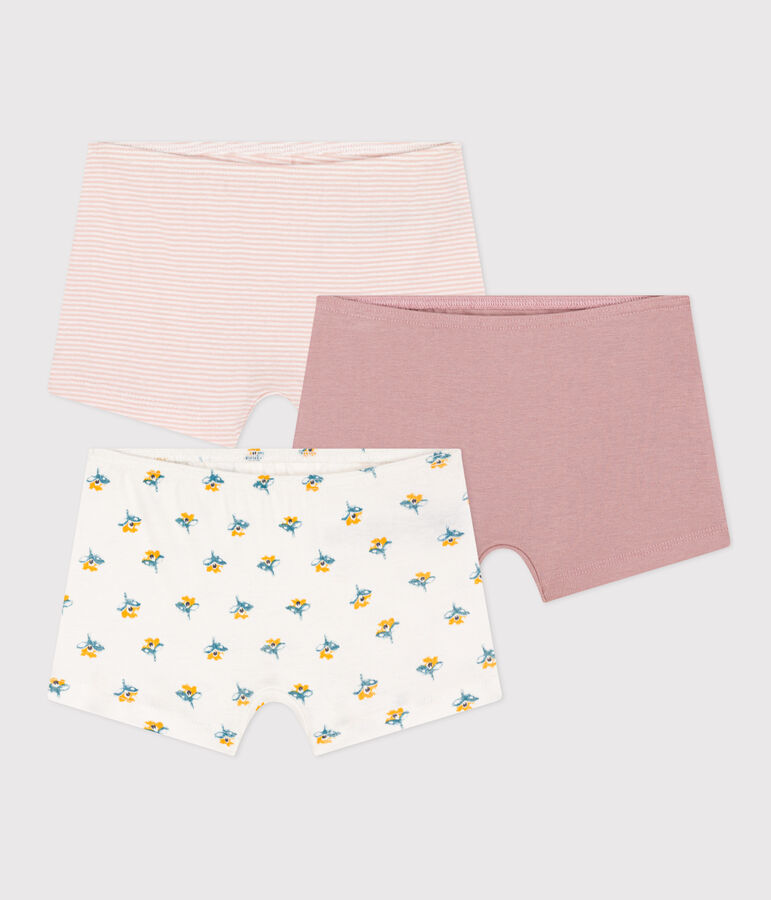 Lot de 3 shorties fleur en coton petite fille multicouleur