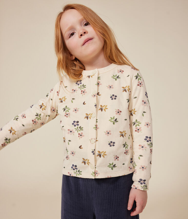 Cardigan en tubique enfant fille blanc AVALANCHE/ MULTICO