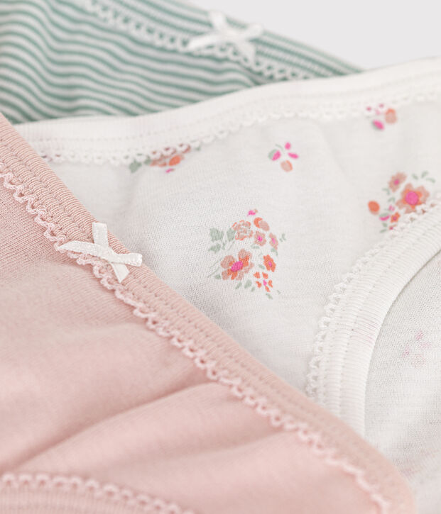 Lot de 3 culottes fleur en coton enfant multicouleur