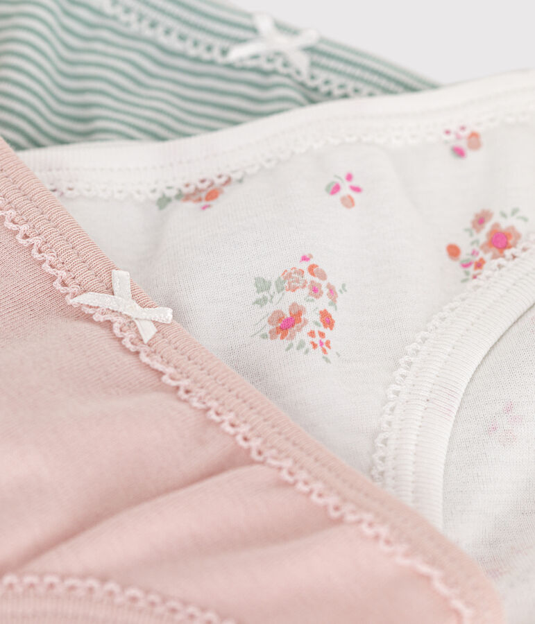 Lot de 3 culottes fleur en coton enfant multicouleur