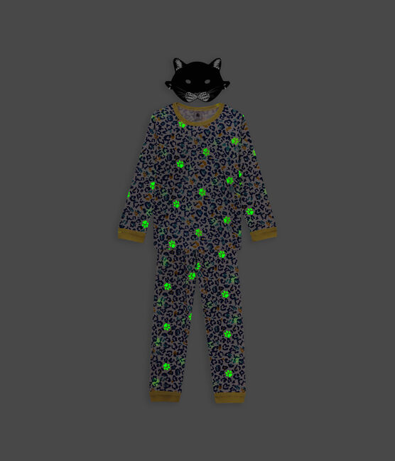 Pyjama phosphorescent léopard en coton enfant blanc MARSHMALLOW/blanc MULTICO