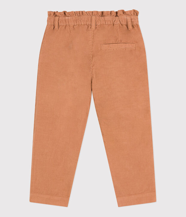 Pantalon droit en velours fin enfant fille rose
