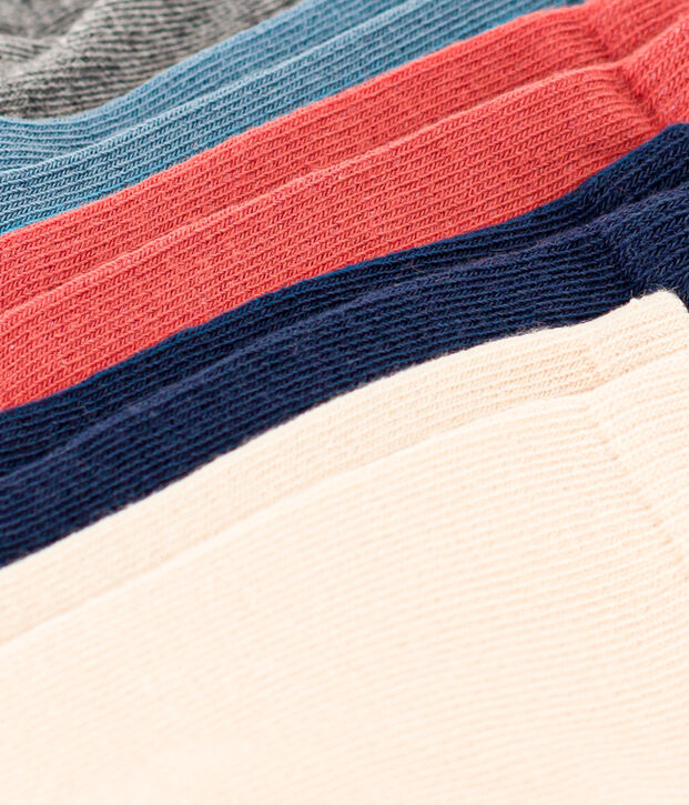 Lot de 5 paires de chaussettes unies enfant gar&ccedil;on-fille multicouleur