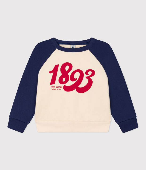 Sweatshirt en molleton enfant fille / gar&ccedil;on bleu/&eacute;cru