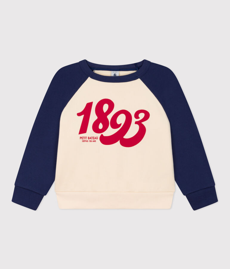 Sweatshirt en molleton enfant fille / gar&ccedil;on bleu/&eacute;cru