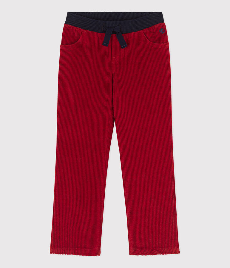 Pantalon regular en velours c&ocirc;tel&eacute; enfant gar&ccedil;on rouge