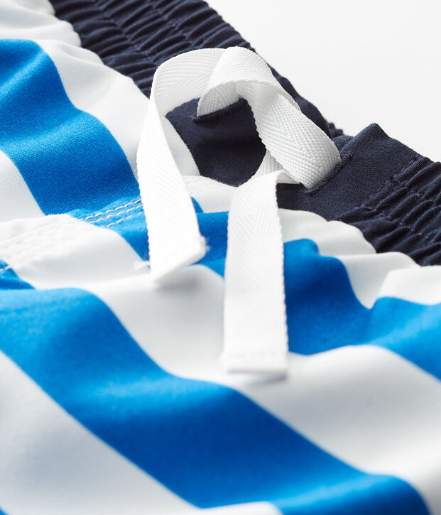 Short de plage ray&eacute; b&eacute;b&eacute; gar&ccedil;on bleu/blanc