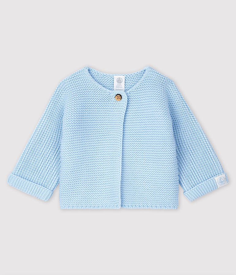 Cardigan en tricot de coton biologique b&eacute;b&eacute; bleu TOUDOU