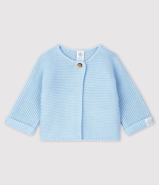 Cardigan en tricot de coton biologique bébé bleu TOUDOU