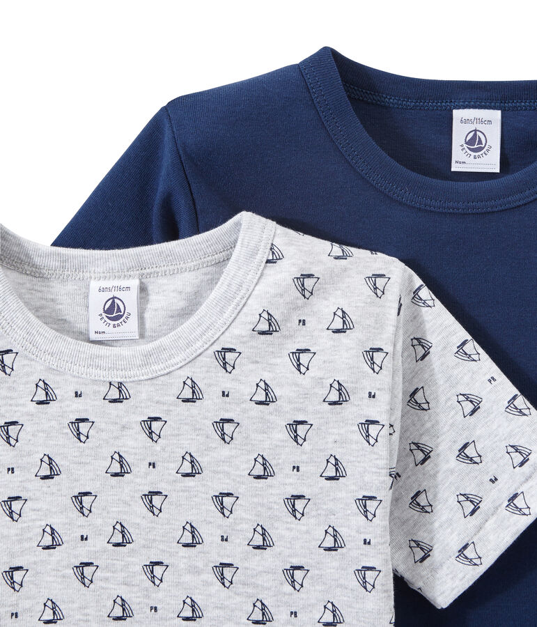 Lot de 2 t-shirts gar&ccedil;on manches courtes blanc