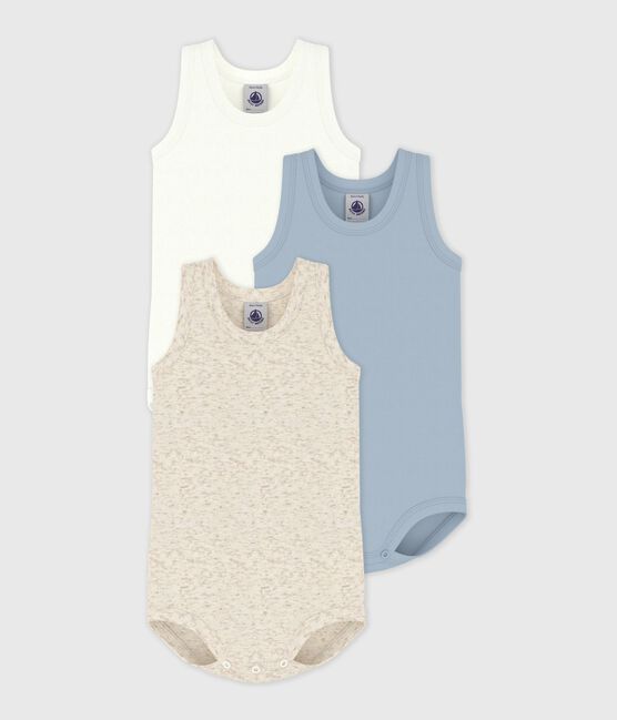 Lot de 3 bodies sans manches en coton uni bébé variante 1