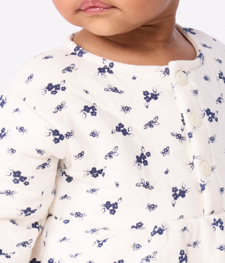 Robe b&eacute;b&eacute; en coton manches longues imprim&eacute;e fleurs bleu MILK/ SOIR