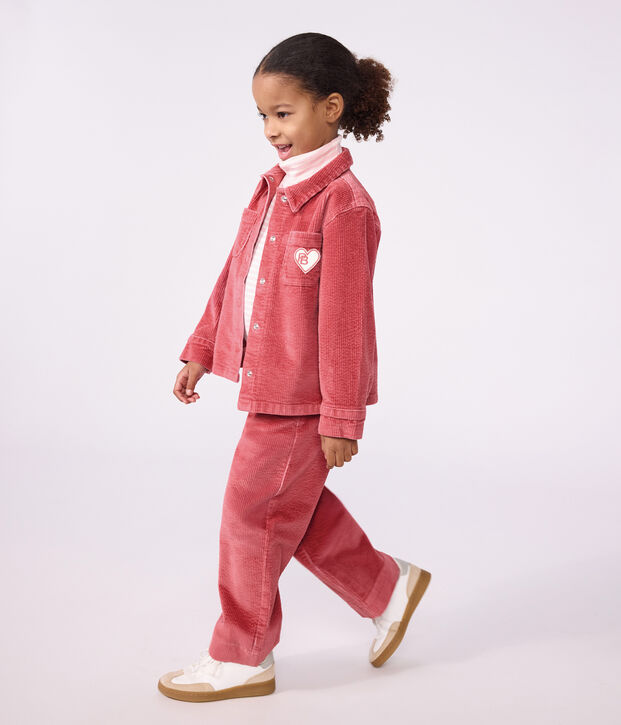 Chemise enfant en velours uni rose