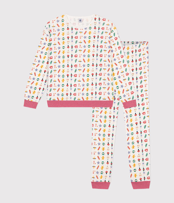 Pyjama en coton imprimé Noël blanc MARSHMALLOW/blanc MULTICO