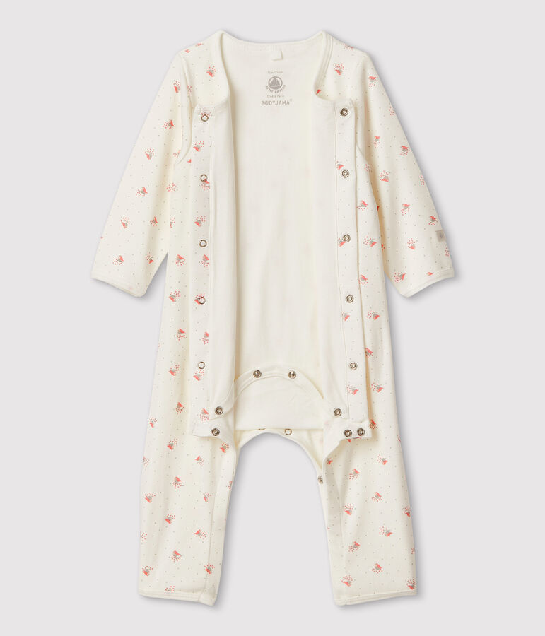 Bodyjama sans pieds b&eacute;b&eacute; en coton biologique blanc MARSHMALLOW/blanc MULTICO