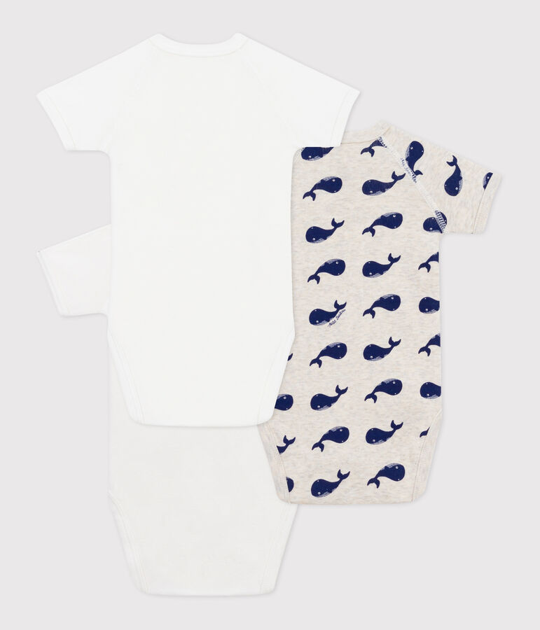 Lot de 3 bodies crois&eacute;s manches courtes en coton imprim&eacute; b&eacute;b&eacute; variante 1