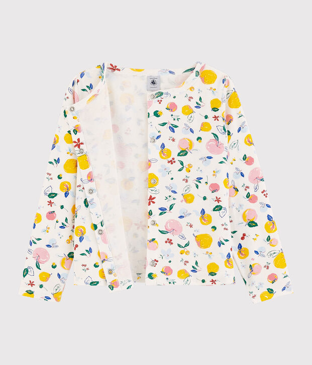 Cardigan en coton enfant fille blanc/multicouleur