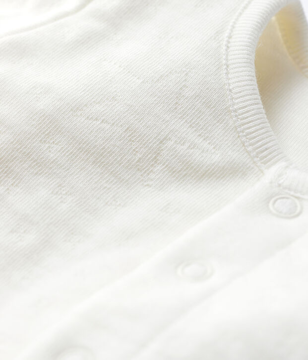 Cardigan blanc &agrave; &eacute;toiles b&eacute;b&eacute; en tubique matelass&eacute; en coton biologique blanc