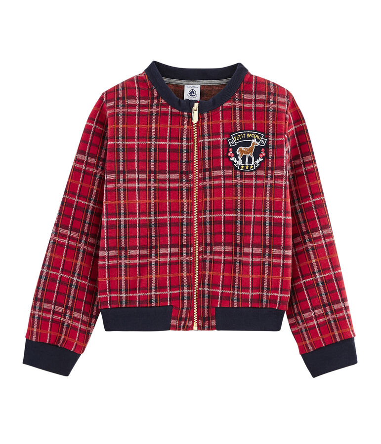 Teddy en maille tartan enfant fille rouge TERKUIT/blanc MULTICO