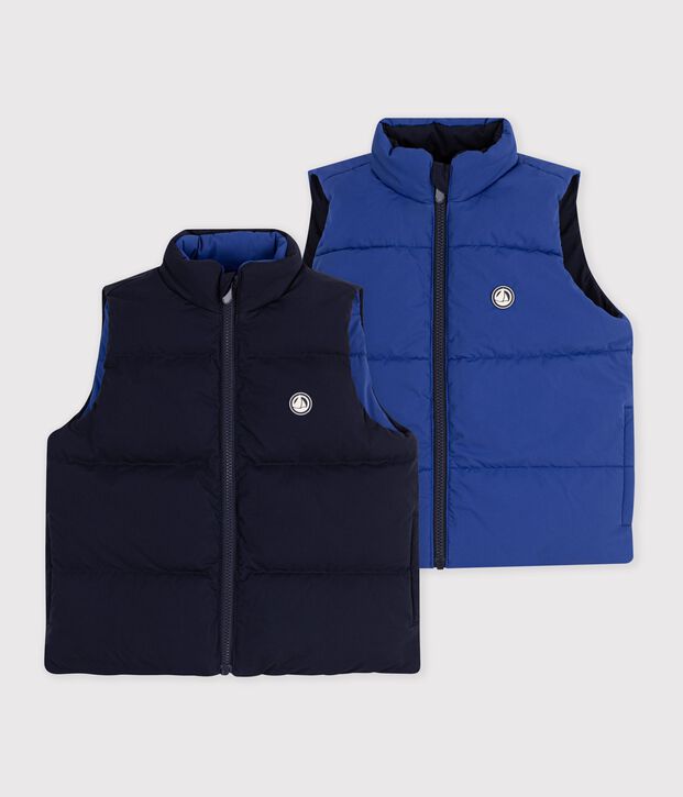 Doudoune sans manches enfant unie noir/bleu