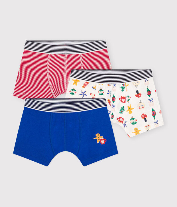 Lot de 3 boxers No&euml;l en coton enfant multicouleur