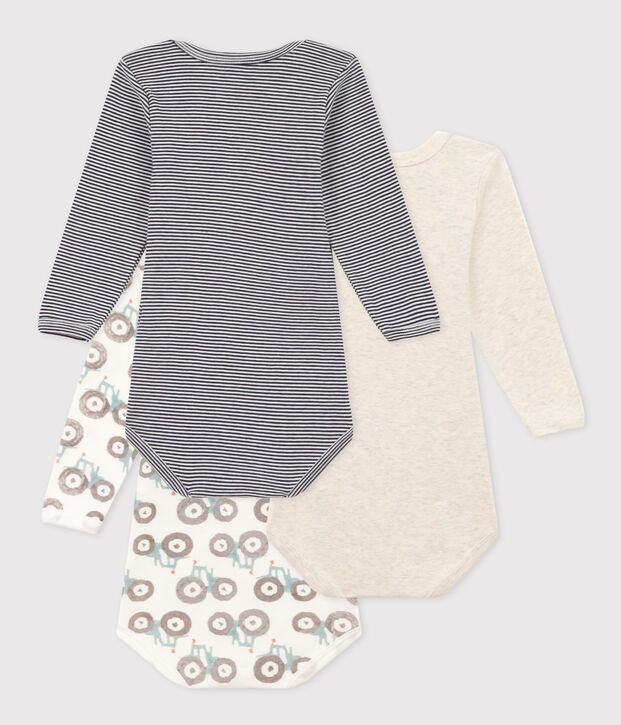 Lot de 3 bodies manches longues tracteurs b&eacute;b&eacute; en coton multicouleur