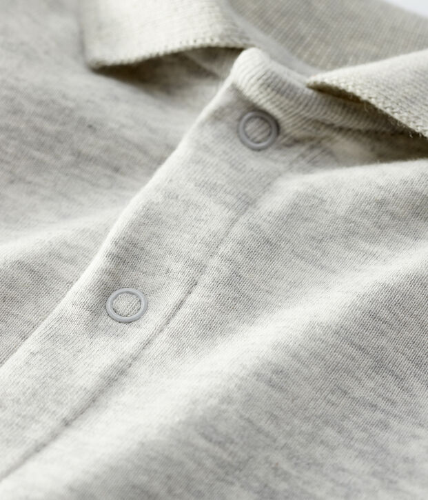 Body manches longues col polo b&eacute;b&eacute; gris