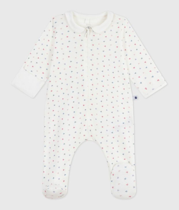 Pyjama b&eacute;b&eacute; en coton &agrave; col imprim&eacute; c&oelig;urs blanc/multicouleur