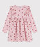 Robe enfant manches longues en coton rose JOLI/blanc MULTICO