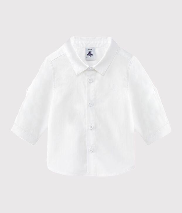 Chemise b&eacute;b&eacute; gar&ccedil;on manches retroussables blanc