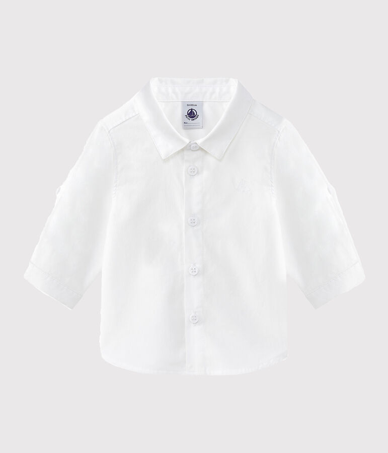Chemise b&eacute;b&eacute; gar&ccedil;on manches retroussables blanc